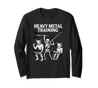 Heavy Metal Bodybuilding Skeleton Demon Halloween Gym Music Long Sleeve T-Shirt