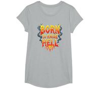Heavy Metal Born to Raise Hell Rocker Rebel Slogan T-Shirt, Girls, Heather Grey, Medium