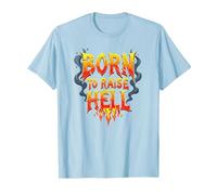 Heavy Metal Born to Raise Hell Rocker Rebel Slogan T-Shirt, Men, Baby Blue, 3XL