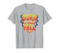 Heavy Metal Born to Raise Hell Rocker Rebel Slogan T-Shirt, Men, Heather Grey, 3XL
