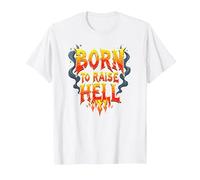 Heavy Metal Born to Raise Hell Rocker Rebel Slogan T-Shirt, Men, White, M