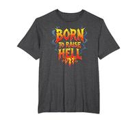 Heavy Metal Born to Raise Hell Rocker Rebel Slogan T-Shirt, Men's Big and Tall, Dark Heather Grey, 6X Tall