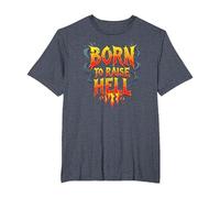 Heavy Metal Born to Raise Hell Rocker Rebel Slogan T-Shirt, Men's Big and Tall, Heather Blue, 2X Tall