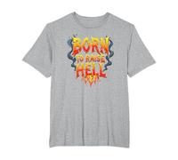 Heavy Metal Born to Raise Hell Rocker Rebel Slogan T-Shirt, Men's Big and Tall, Heather Grey, 3X Tall