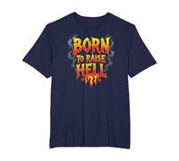 Heavy Metal Born to Raise Hell Rocker Rebel Slogan T-Shirt, Men's Big and Tall, Navy, 5X Tall