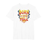 Heavy Metal Born to Raise Hell Rocker Rebel Slogan T-Shirt, Men's Big and Tall, White, 3X Tall