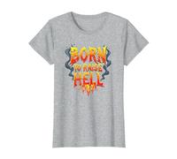 Heavy Metal Born to Raise Hell Rocker Rebel Slogan T-Shirt, Women, Heather Grey, M