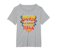 Heavy Metal Born to Raise Hell Rocker Rebel Slogan T-Shirt, Women's Plus, Heather Grey, 3X
