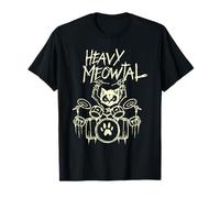 Heavy Metal Cat Drum Kit Cat Drummer Headbanger T-Shirt