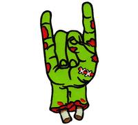Heavy Metal Hand Green Iron-On or Sew On Patch Iron-On Patch for Clothes Embroidered Iron-On Patch Applique Rock N Roll Music Zombie Devil Horn Patch Size 5.0 x 10.5 cm