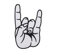 Heavy Metal Hand White Rocker Devil Horn Iron-On Patch Iron-On Patch Size 6.2 x 9.8 cm