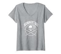 Heavy Metal Headbanger's Ball Skull Rocker Concert Fan V-Neck T-Shirt, Women, Heather Grey, S