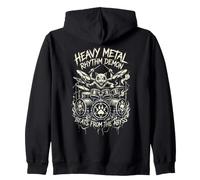 Heavy Metal Rhythm Demon Cat Drummer Beats From The Abyss Zip Hoodie