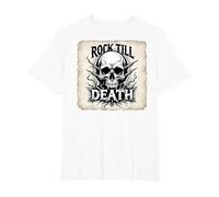 Heavy Metal Rock Till Death Skull Graphic T-Shirt, Men's Big and Tall, White, 4X Tall