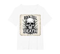 Heavy Metal Rock Till Death Skull Graphic T-Shirt, Women's Plus, White, 4X