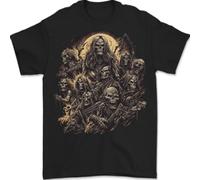 Heavy Metal Skull Rock Band Biker Music Grim Reaper Mens T-Shirt 100% Cotton Black 4XL