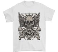Heavy Metal Skull Rock Music Guitar Biker Mens T-Shirt 100% Cotton White 4XL