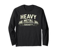 Heavy Metal Society, Vintage Gym Barbell Lifter Long Sleeve T-Shirt