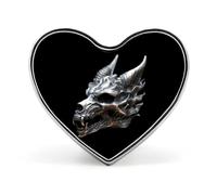 Heavy Metal Wolf Skull Funny Metal Badge 1″ Heart Form Brooch Pin | Novelty Clothes Hat Bag Tie Accessories Decor for Men Women