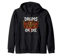 Heavy Metals Drummer Skeleton Drums Or Die Zip Hoodie