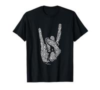 Heavy Music Fan Gifts. Devil Horns Hand Word Cloud. T-Shirt