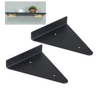 Heavy Shelf Bracket 2Pcs Floating Shelf Support,Heavy Duty Wall Mounted Shelving Supports,for Living Room Bedroom,with Screws(Black,8cm/3.14in)