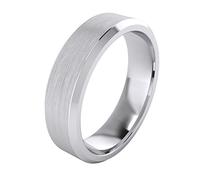 Heavy Solid Sterling Silver 6mm Flat Court Shape Matt Centre Polished Bevel Edges Mens Wedding Ring Plain Band (L)