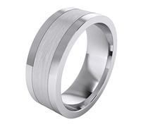 Heavy Solid Sterling Silver 8mm Flat Court Shape Brushed Center Polished Sides Mens Ring Wedding Band (M)