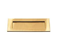 Heavy Sprung Victorian Letter Plate Box Postal Solid Brass & Chrome 10" x 3" (Brass)