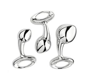 Heavy Stainless Steel Anal Ball Butt Plug Set Small Large Metal Anal Beads Butt Plug Pull Ring Insert Ass Vaginal Sex Toy Dildo(3 Size as one Set)