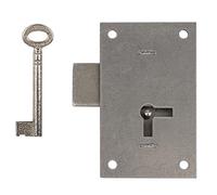 Heavy Steel Flush Mount Wardrobe or Cabinet Door Lock with Key - 2 1/8" Wide x 3 1/2" High - Vintage Lock and Key for Furniture Doors and Drawers | SL5-S