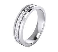 Heavy Sterling Silver 5mm Unisex Wedding Band Pyramid Patterned Ring Comfort Fit Polished Milgrain (S)