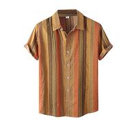 Heavy t Shirts for Men Hawaiian Shirt for Men Loose Fit Casual Aloha Shirt Button Down Floral Printed Soft Comfy Hawaii Shirts(58-Khaki,XXL)