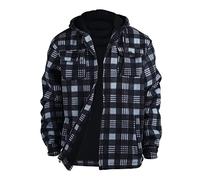 Heavy Thick Flannel Plaid Jacket Sherpa Fleece Lined Hoodies for Men Zip Up Winter Warm Coat Buffalo Zipper Sweatshirt, Afj130-charcoal, XL