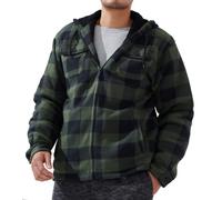 Heavy Thick Flannel Plaid Jacket Sherpa Fleece Lined Hoodies for Men Zip Up Winter Warm Coat Buffalo Zipper Sweatshirt, Afj130-green, XL