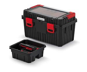 Heavy Tool Box with Separation Walls and Container Ergonomic Aluminium Handle, Dust-Proof, 585 x 360 x 337 mm (L x W x H)