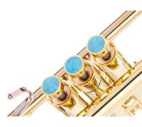 HEAVY Trumpet custom finger buttons for all Bach Stradivarius, Artisan, New York, Chicago, TR200, all Stradivarius flughelhorns, all Stradivarius cornets models (24K Gold Plated, Turquoise)