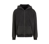 Heavy washed zip-up hoodie Build Your Brand Stonewash Gris XL