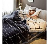 Heavy Winter Fleece Plush Blanket King Size,Korean Mink Blanket,Silky Soft And Warm, 2 Ply Reversible Raschel Bed Blanket,71"X87",Gray,180x220cm3kg