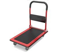 HeavyDu Multicolor Folding Hand Cart with Wheels Flatbed Platform Truck for Easy Transport Perfe for Shopping Gardening and Home Use (Red)