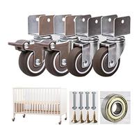 HeavyDuty 1" Swivel Castor Wheels4Pcs Universal Rubber Furniture Casters with Brake 50Kg Load Capacity Perfect for Heavy Objects & Small Furniture Movement