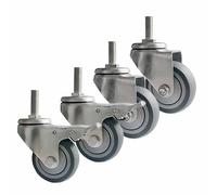 HeavyDuty 100mm Trolley Casters M12 Threaded Rubber Wheels with Brake Quiet Furniture Replacement Rollers 4Pack Industrial Swivel Castors for Easy Mobility
