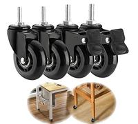 HeavyDuty 2.5" PU Rubber Swivel Casters with BrakeSet of 4 Industrial Castor Wheels for Furniture Easy Mobility Durable M8 X 25mm Perfect for Home & Workshop Use