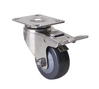 HeavyDuty 2.5" Stainless Steel Casters 70kg Load CapacityFlat Plate Design with BrakesGray Caster Wheel Set of 1 for Industrial & Furniture Use