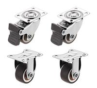 HeavyDuty 360° Rubber Swivel Casters with Brake Set of 4 Includes Mounting Plate & Screws Ideal for Furniture Mobility 1.5Inch Diameter.