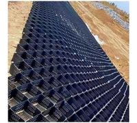HeavyDuty 4Inch Geo Grid for Steep Slopes - Porous Pavers for Soil Stabilization Drainage Holes for Effective Groundwater Management 6.5 x 16 Feet (2 x 5 m) Black E.