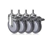 HeavyDuty 4Pack Swivel Caster Wheels 2.5" 3" 4" with M12 x 25mm Threaded Stem & Double Locking BrakesSilent Polyurethane Wheels No Marks on Floors