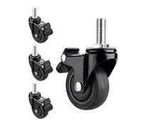 HeavyDuty Black Swivel Casters Set of 4 Threaded Stem Rubber Wheels for Furniture Locking Mechanism Ideal for Moving and Stability Durable and Versatile