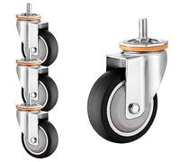 HeavyDuty Caster Wheels 4Pack Ø 63 75 100 125mm M10×30/M12×25mm Swivel Replacement Furniture Casters No Marks & Quiet TPR Rubber 360° Rotation with Brake
