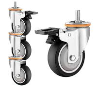 HeavyDuty Casters 4Pack Ø 63/75/100/125mm M10×30mm / M12×25mm Replacement Furniture Wheels No Marks & Quiet TPR Rubber 360° Swivel with Brake